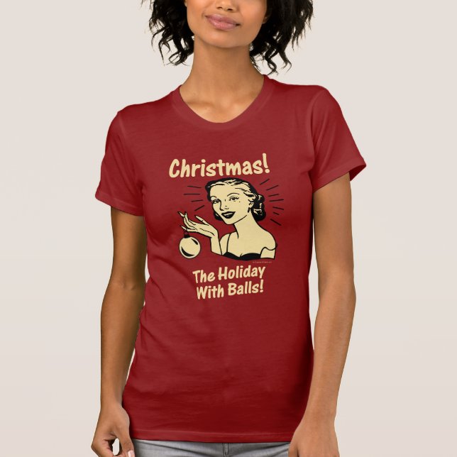 T-shirt Noël : Vacances Avec Des Boules (Devant)