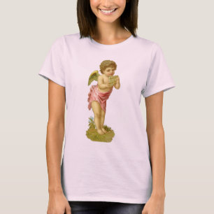 T-shirt Noël vintage, ange musicien avec flûte de Pan