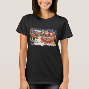 T-shirt Noël Vintage, Jolly Santa Claus avec Sleigh