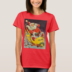 T-shirt Noël vintage, le Père Noël dans un vaisseau spatia