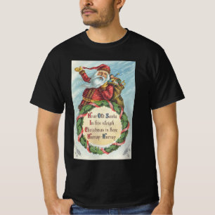 T-shirt Noël vintage, Père Noël victorien sur une couronne