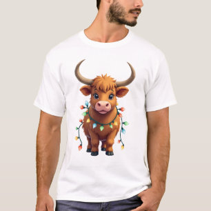 T-shirt Noël Vintage Vache des Highlands Mignonnes Fêtes R