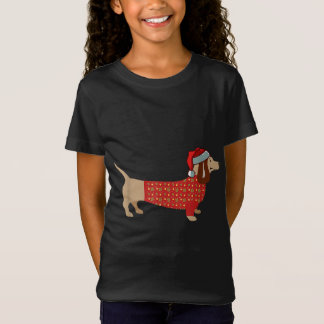 T-Shirt Noël Weiner Daschund Doxie en robe de chien
