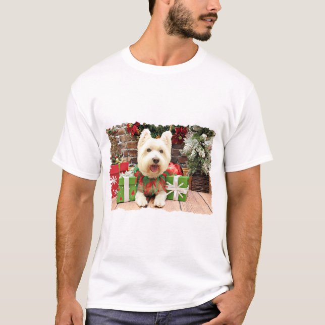 T-shirt Noël - Westie - chanceux (Devant)