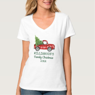 T-shirt Noël WV personnalisé par camion rouge vintage de