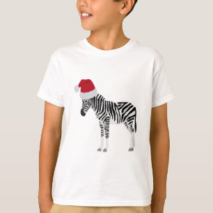 T-shirt Noël Zebra Funny Animal avec Santa Hat