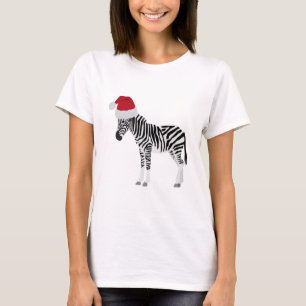 T-shirt Noël Zebra Funny Animal avec Santa Hat