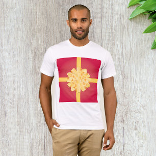T-shirt Nœud cadeau élégant en pompons de couleur or jaune