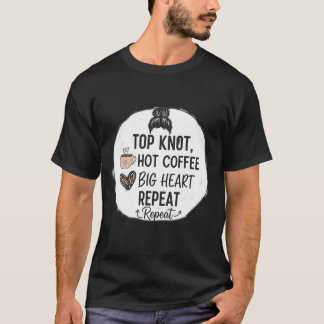 T-shirt Nœud Supérieur, Café Chaud, Grand Cœur, Répéter Ma