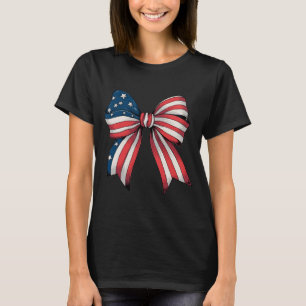 T-shirt Nœuds Coquette Rétro 4 Juillet Drapeau Américain U