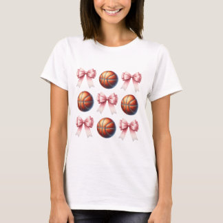 T-shirt Nœuds roses tendance et design ballons de basket