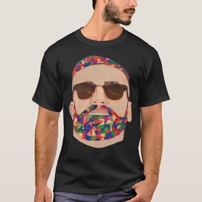 T-shirt noir à col rond pour hommes (Devant)
