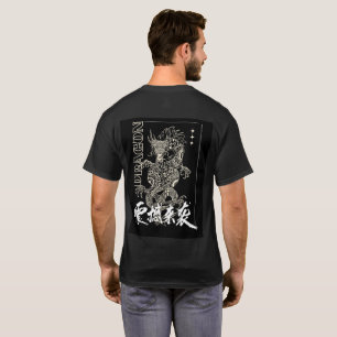 t-shirt noir à demi-manches avec motif de dragon