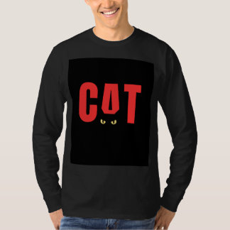 T-shirt noir à manches longues avec motif CAT