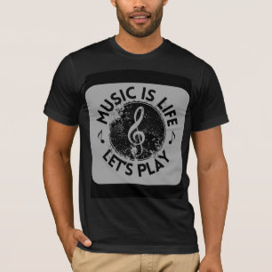 t-shirt noir à manches longues avec motif musical