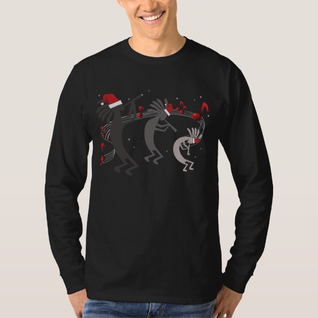 T-shirt noir à manches longues pour hommes de Noël (Devant)