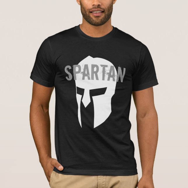 T-shirt noir américain de base spartiate (Devant)