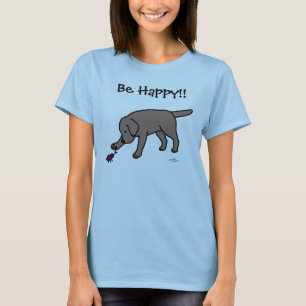 T-shirt Noir amical Labrador de bande dessinée de