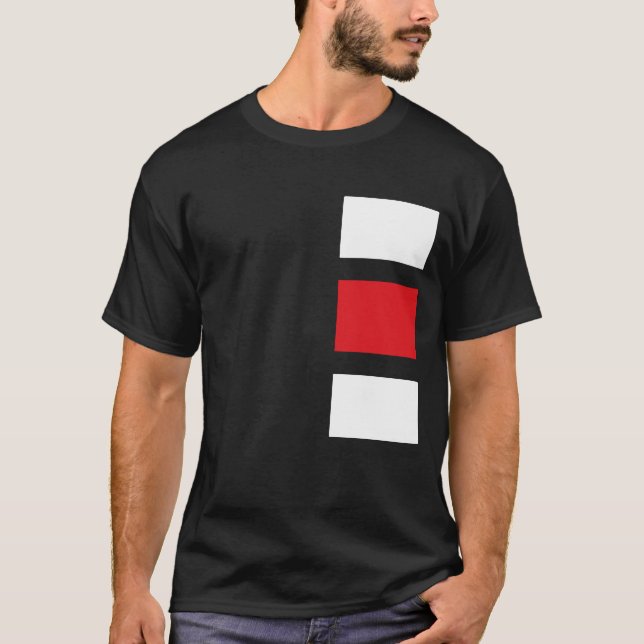 T-shirt noir avec Carré rouge et blanc (Devant)