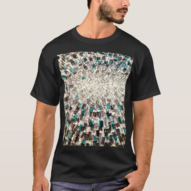 T-shirt noir avec design en verre brisé (Devant)