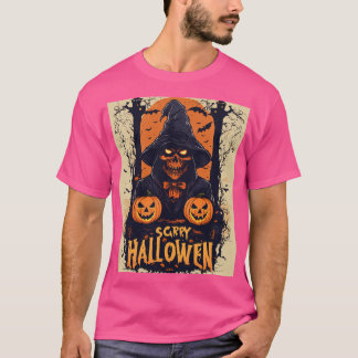 T-shirt noir basique en halloween effrayant