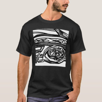 T-shirt noir & blanc avec corvette noir & blanc