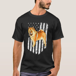 T-shirt Noir Blanc Drapeau Chow Chow 4 juillet Nous