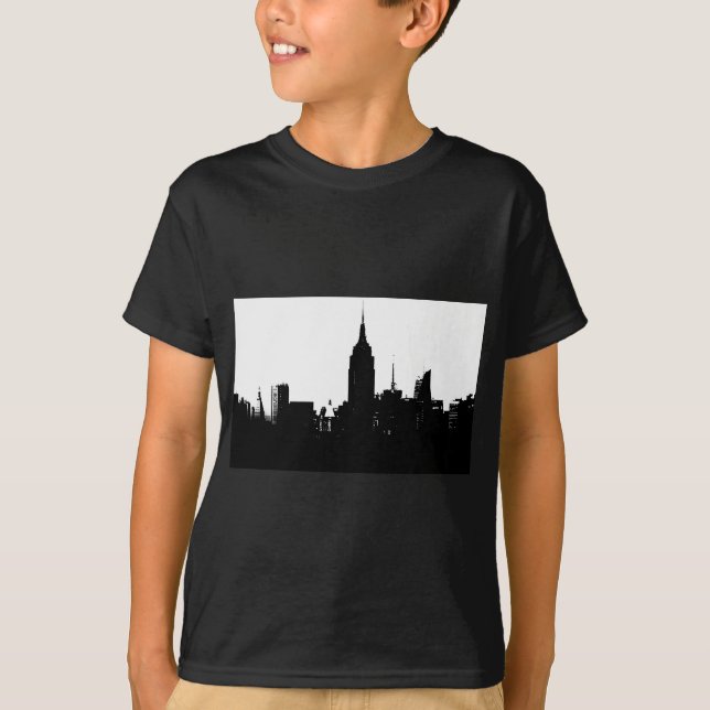 T-shirt Noir blanc New York Silhouette (Devant)