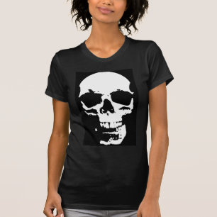 T-shirt Noir & Blanc Pop Art Crâne Cool élégant