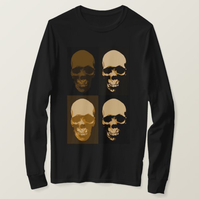T-shirt Noir Brown Pop Art Retro Stylish Crâne (Design devant)
