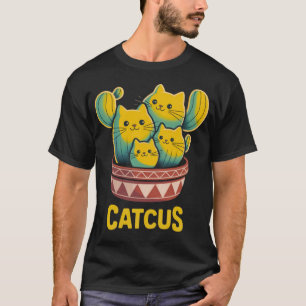 T-shirt noir Cactus de Chat drôle - Pun Catcus Amu