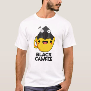 T-shirt Noir Cawfee Funny Crow Coffee Pun de café