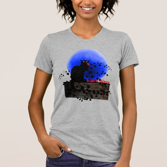 T-shirt Noir conversation avec Rose rouge simple (Devant)