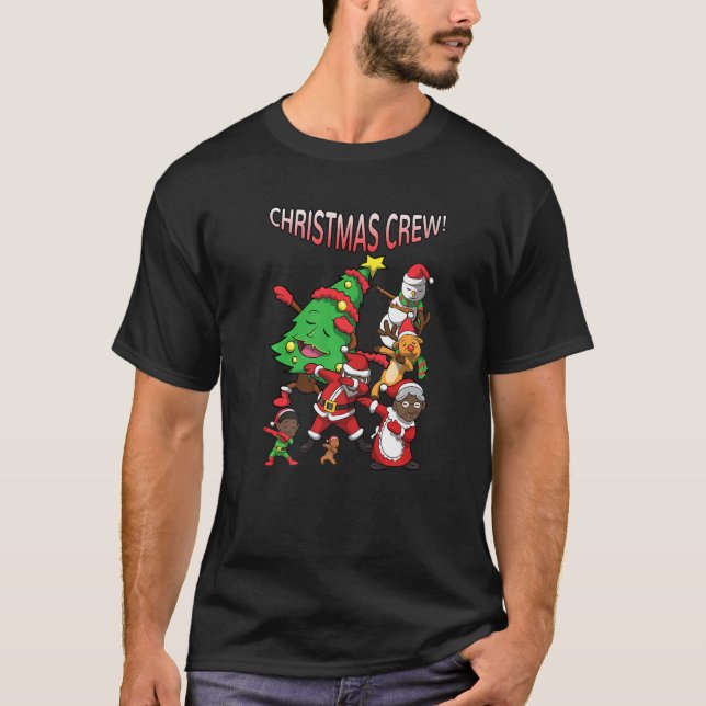 T-shirt Noir Cool Père Noël Africain-Américain Noël (Devant)