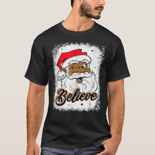 T-shirt Noir Croire Père Noël Africain Américain Père Noël