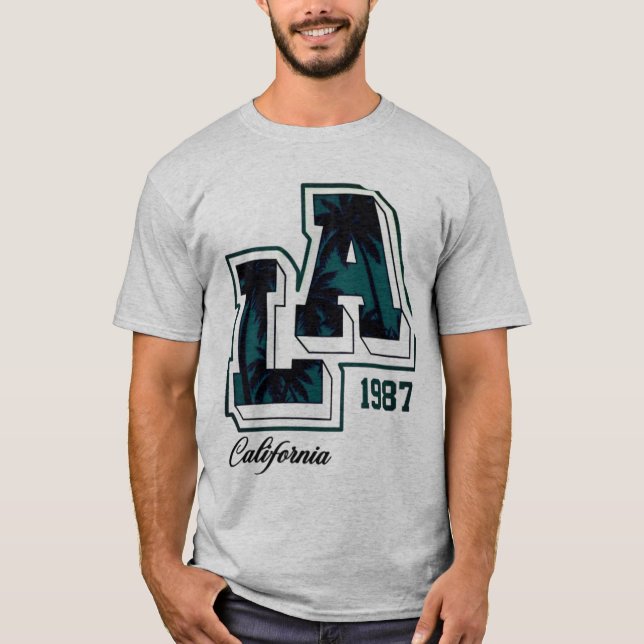 T-shirt noir de base Californie 1987 (Devant)