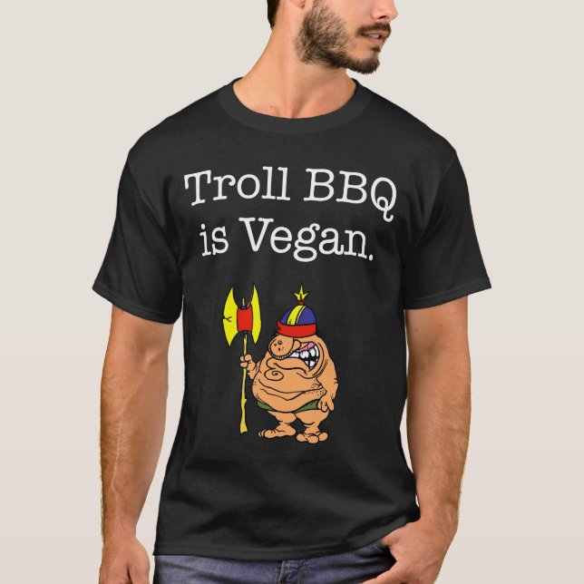 T-shirt noir de BBQ de Troll (Devant)