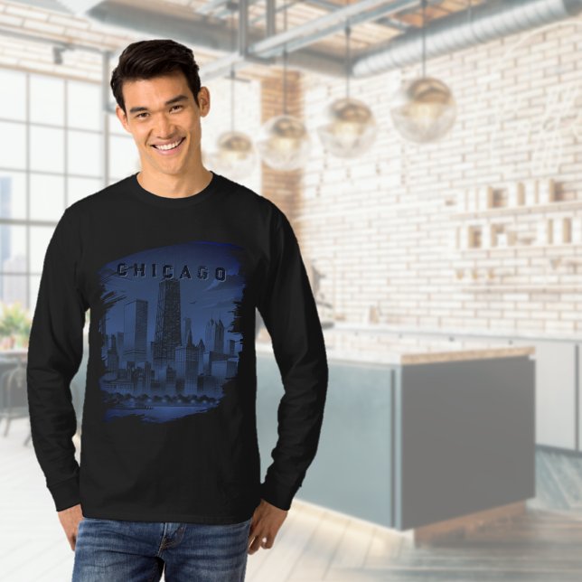 T-shirt noir de Chicago Skyline (Chicago Skyline Black T-Shirt)