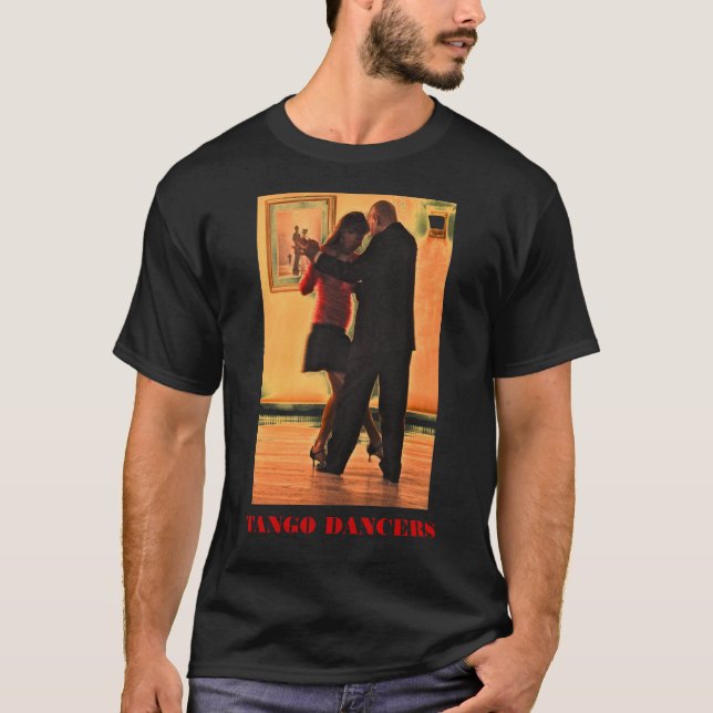T-shirt Noir de danseurs de tango (Devant)