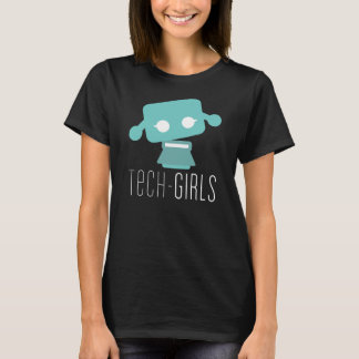 T-shirt noir de filles de technologie avec le