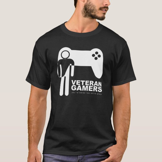 T-shirt noir de Gamers de vétéran (Devant)