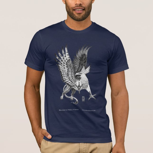 T-shirt Noir de griffon de bouton blanc (Devant)