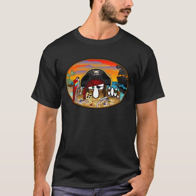 T-shirt noir de Kilroy de pirate (Devant)