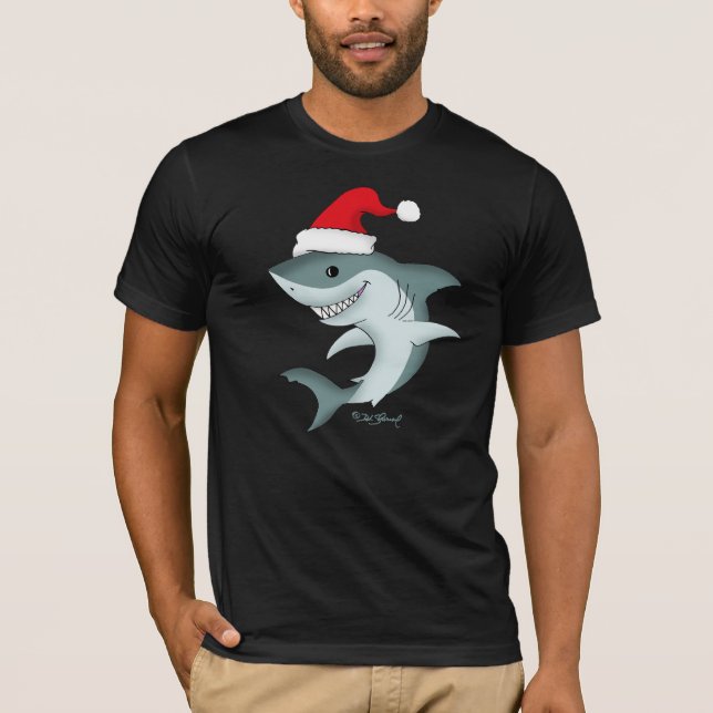T-shirt noir de Noël de Père Noël (Devant)