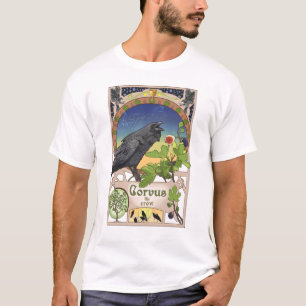 T-shirt noir de Nouveau d'art de corneille de