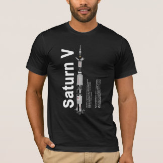 T-shirt noir de Rocket de lune de SaturnV