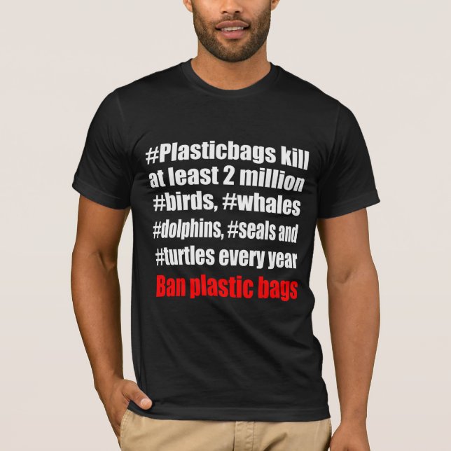 T-shirt Noir de sachets en plastique (Devant)