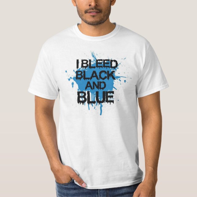 T-shirt Noir de soutirage et bleu (Devant)