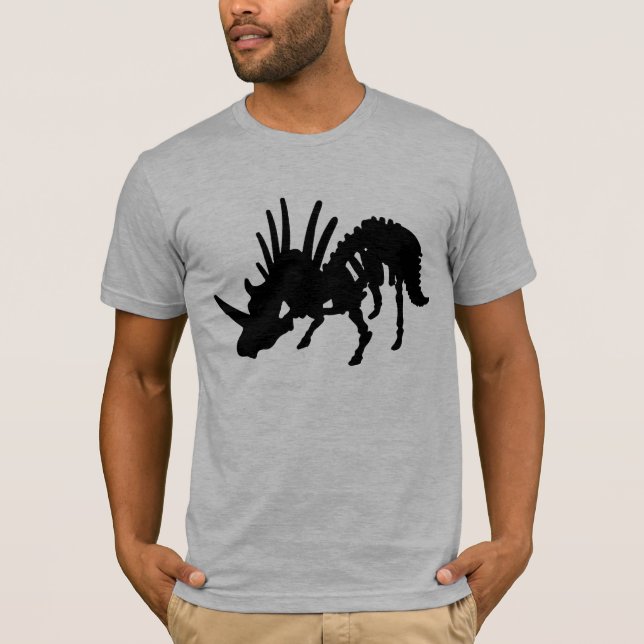 T-shirt Noir de squelette de dinosaure de Styracosaurus (Devant)