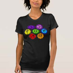 T-SHIRT NOIR DE SYMBOLES DU YOGA REIKI SEPT